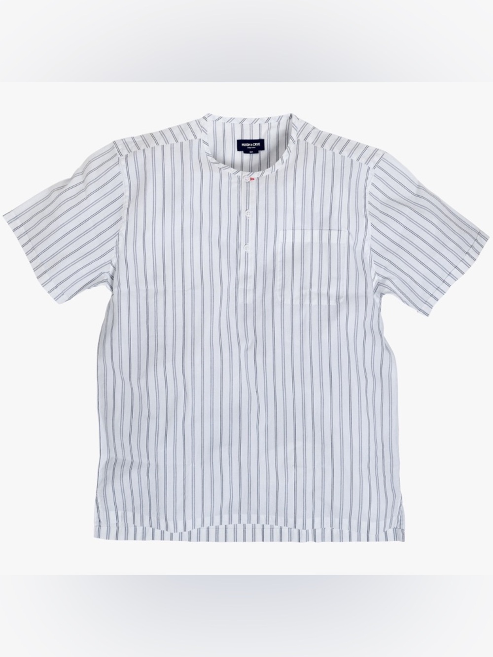 Hugh & Crye Slim Collarless Indigo Poplin Cotton Shirt 2/M